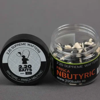Неутрални дъмбели 2.20 Baits Wafter Supreme White - Black 4 mm Cream & N-Butyric 50 ml