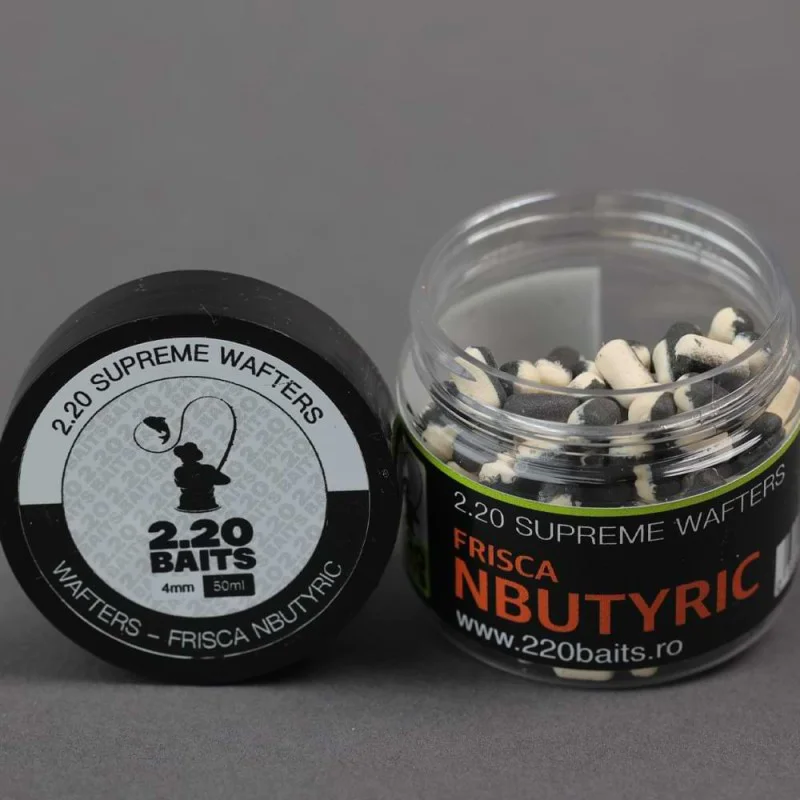 Неутрални дъмбели 2.20 Baits Wafter Supreme White - Black 4 mm Cream & N-Butyric 50 ml