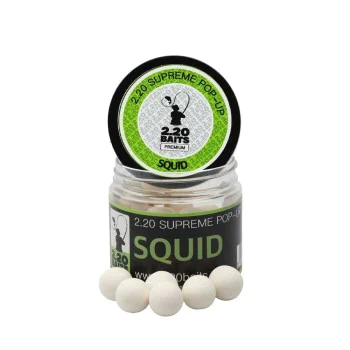 Плуващи топчета 2.20 Baits Pop-Up Supreme White 16 mm Squid 100 ml