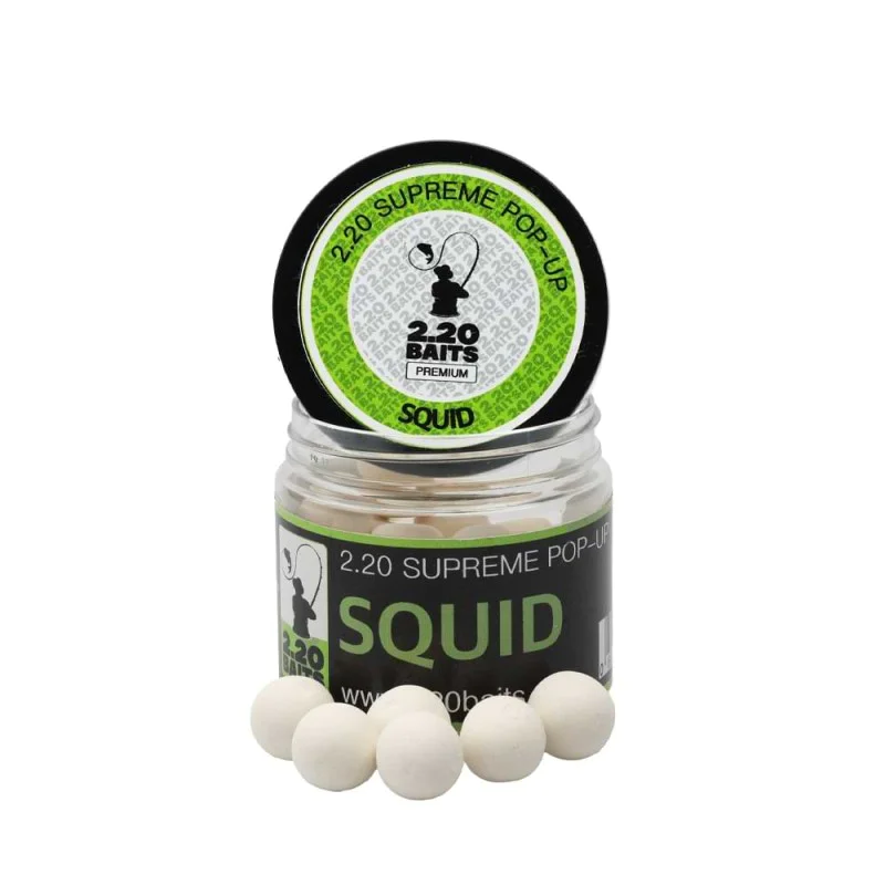 Плуващи топчета 2.20 Baits Pop-Up Supreme White 16 mm Squid 100 ml