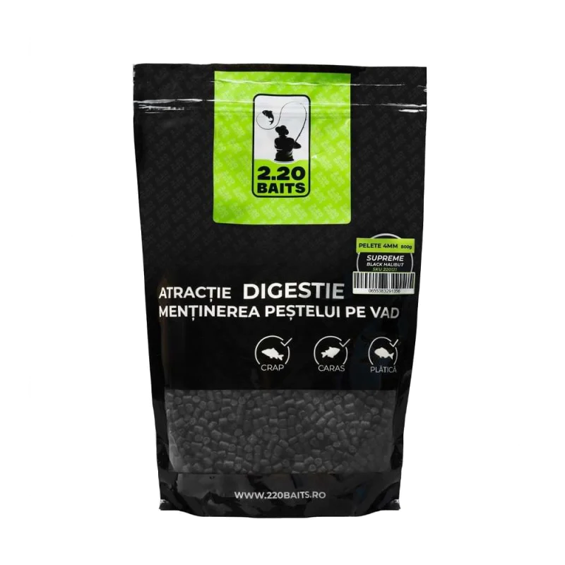 Метод пелети 2.20 Baits Pelete Black Hallibut 4 mm 800 gr
