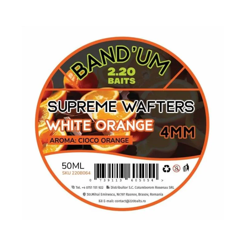 2.20 Baits Supreme Band'um Wafters White - Orange Chocolate & Orange 4 mm 50 ml