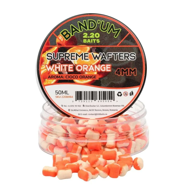 2.20 Baits Supreme Band'um Wafters White - Orange Chocolate & Orange 4 mm 50 ml