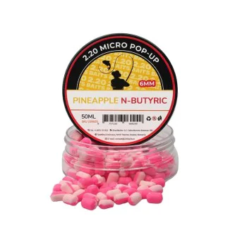 Плуващи дъмбели 2.20 Baits Pop-Up 6 mm Pineaplle - N-Butyric 50 ml