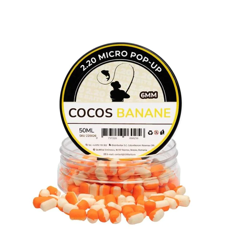 Плуващи дъмбели 2.20 Baits Pop-Up 6 mm Cocos - Banane 50 ml