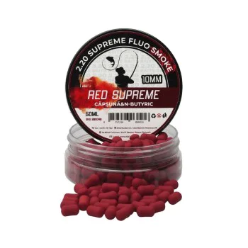 Пушещи критично балансирани дъмбели 2.20 Baits Wafter Supreme Fluo Dark Red Strawberry & N-Butyric 10 mm 50 ml