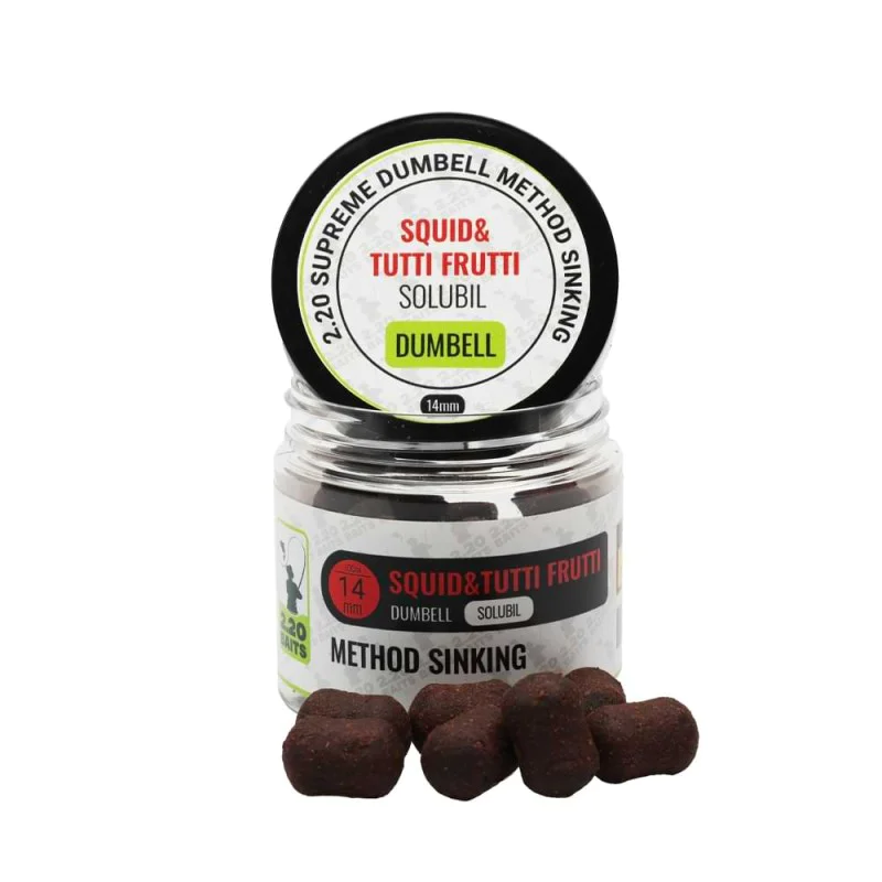 Дъмбели за стръв 2.20 Baits Supreme Method Sinking Dumbell Solubile 14 mm Squid & Tutti Frutti 100 ml