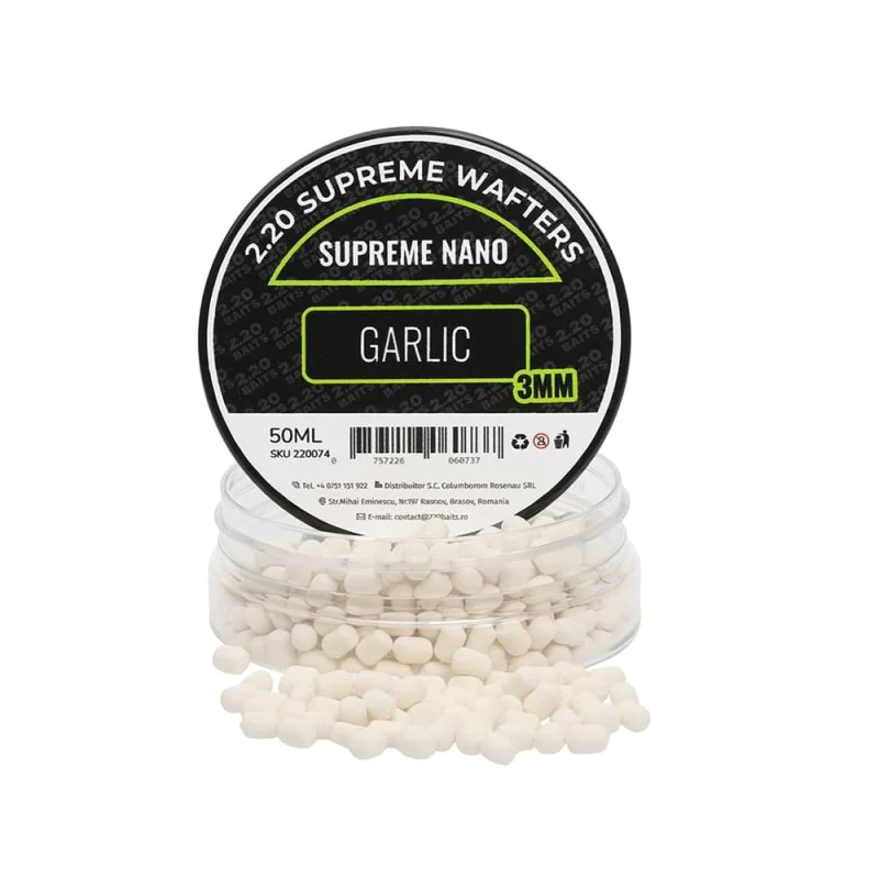 Критично балансирани дъмбели 2.20 Baits Supreme Nano Wafter White Garlic 3 mm 50 ml