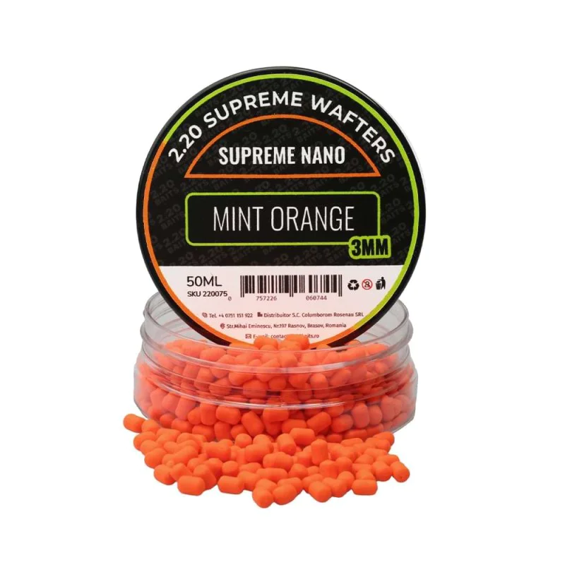 Критично балансирани дъмбели 2.20 Baits Supreme Nano Wafter Orange Mint & Orange 3 mm 50 ml