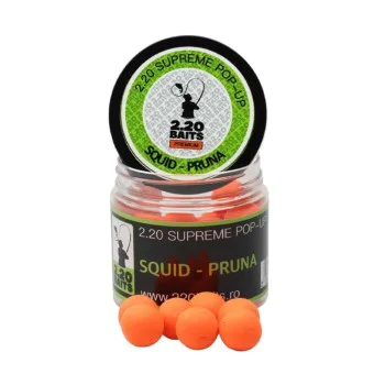 Плуващи топчета 2.20 Baits Pop-Up Supreme Orange 16 mm Squid & Plum 100 ml
