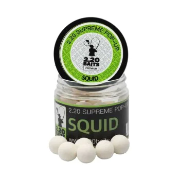 Плуващи топчета 2.20 Baits Pop-Up Supreme White 16 mm Squid 100 ml
