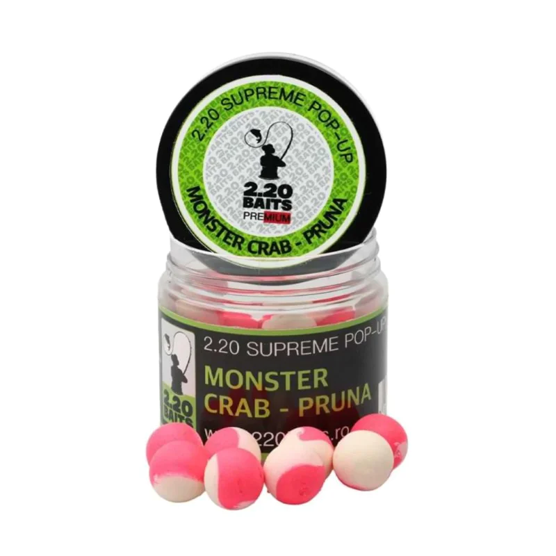 Плуващи топчета 2.20 Baits Pop-Up Supreme White - Pink Monster Crab & Plum 100 ml