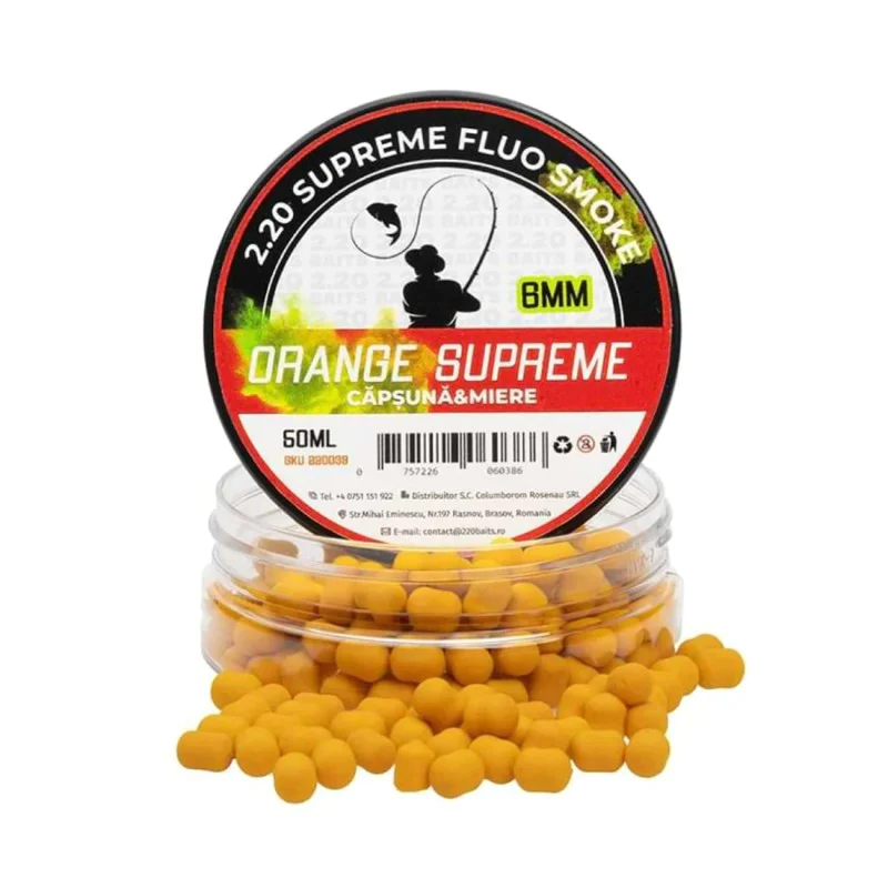 Пушещи критично балансирани дъмбели 2.20 Baits Wafter Supreme Fluo Orange Honey & Strawberry 6 mm 50 ml
