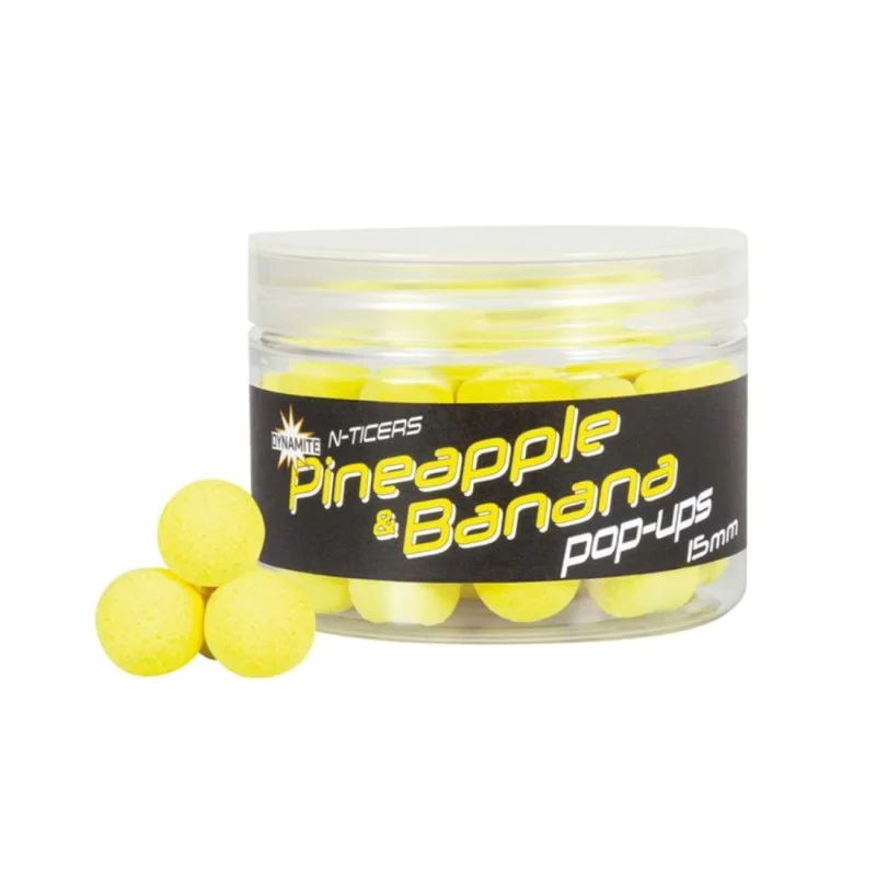 Плуващи топчета за стръв DYNAMITE BAITS N-Ticers Pineapple & Banana Pop-Up 15mm
