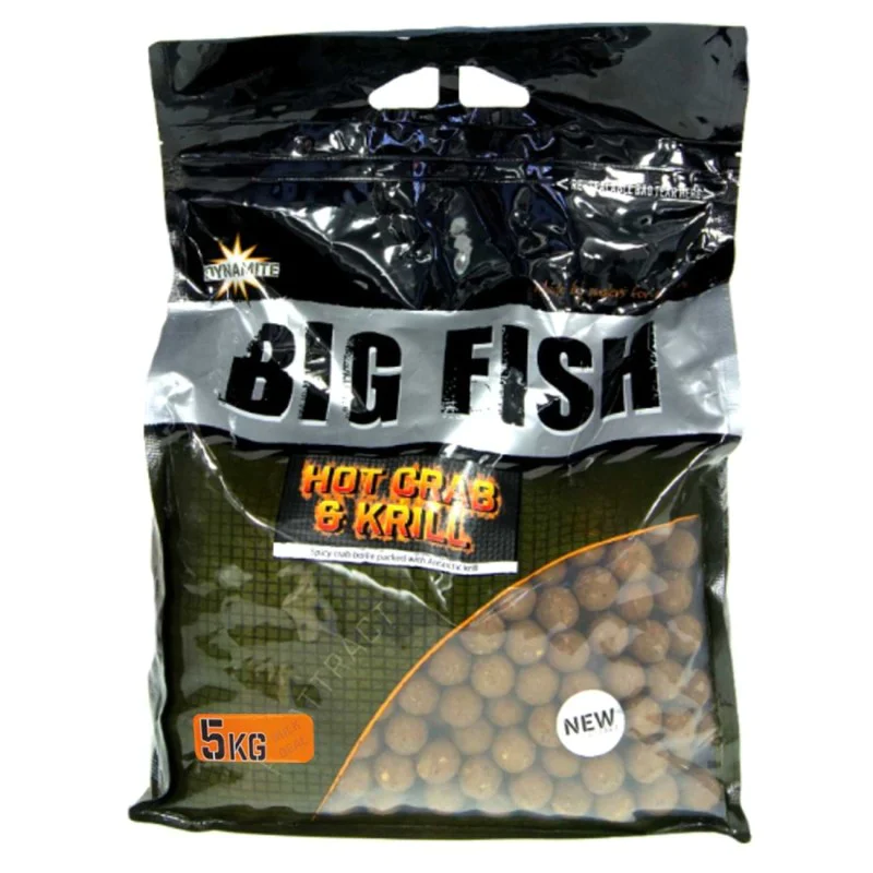 Протеинови топчета DYNAMITE BAITS Big Fish Hot Crab and Krill Boilie 5kg