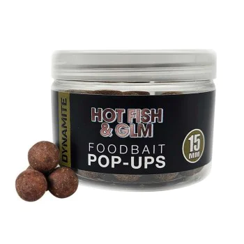Плуващи топчета за стръв DYNAMITE BAITS Hot Fish and GLM Foodbait Pop Up 15mm