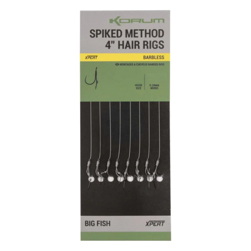 Вързани куки KORUM Spiked Method Hair Rigs Barbless