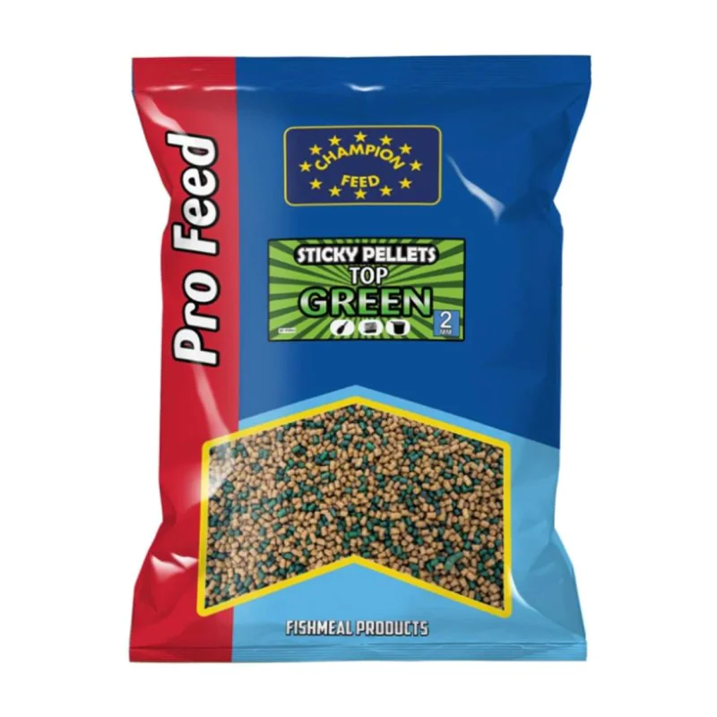 Пелети за фидер риболов CHAMPION FEED Sticky Pellets 2mm Top Green 650g
