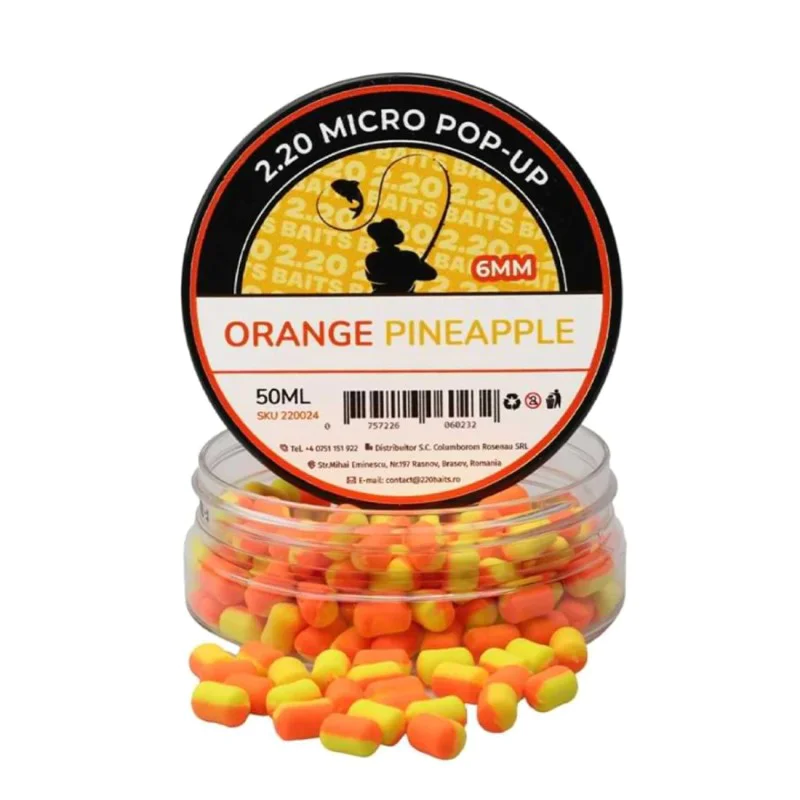 Плуващи дъмбели 2.20 Baits Pop-Up 6 mm Orange - Pineaplle 50 ml