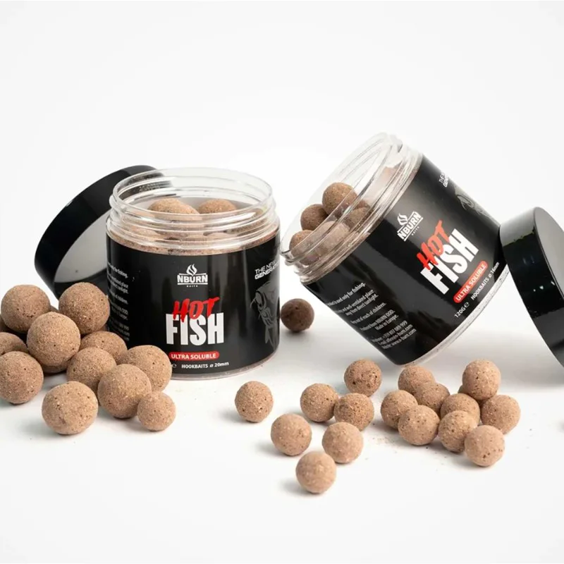 Протеинови топчета за стръв NBURN Baits Hookbaits Hot Fish Insoluble 16mm