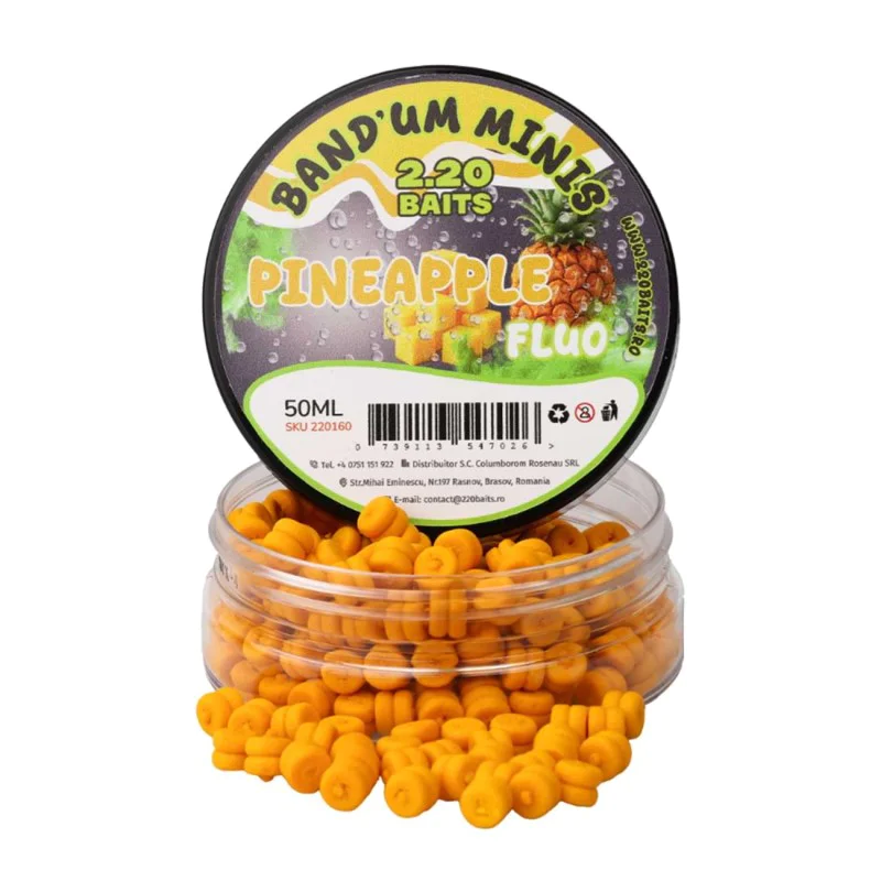 Вафтери с малка плаваемост 2.20 Baits Wafter Band’um Minis Pineapple Fluo 5mm 50ml