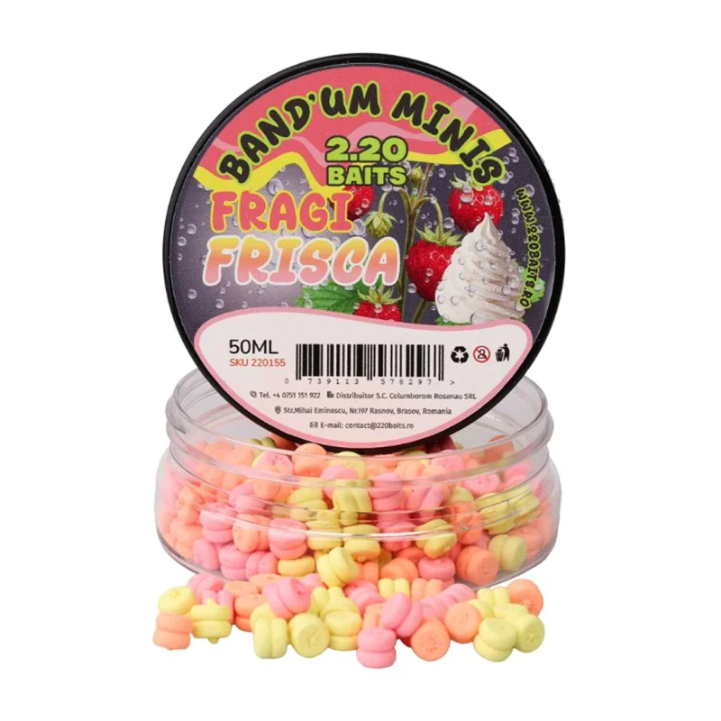 Вафтери с малка плаваемост 2.20 Baits Wafter Band’um Minis Wild Strawberry & Cream 5mm 50ml