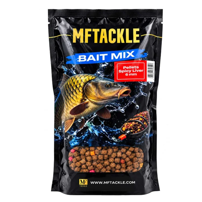 Пелети за фидер риболов MF Pellets Spicy Liver 6mm 600g