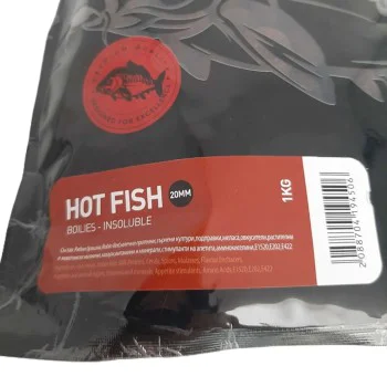 Протеинови топчета NBURN Baits Hot Fish Boilies Insoluble 20mm 1kg