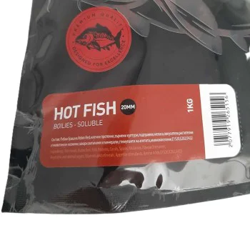Протеинови топчета NBURN Baits Hot Fish Boilies Soluble 20mm 1kg
