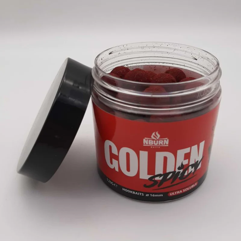 Протеинови топчета за стръв NBURN Baits Hookbaits Golden Spicy Ultra Soluble 16mm