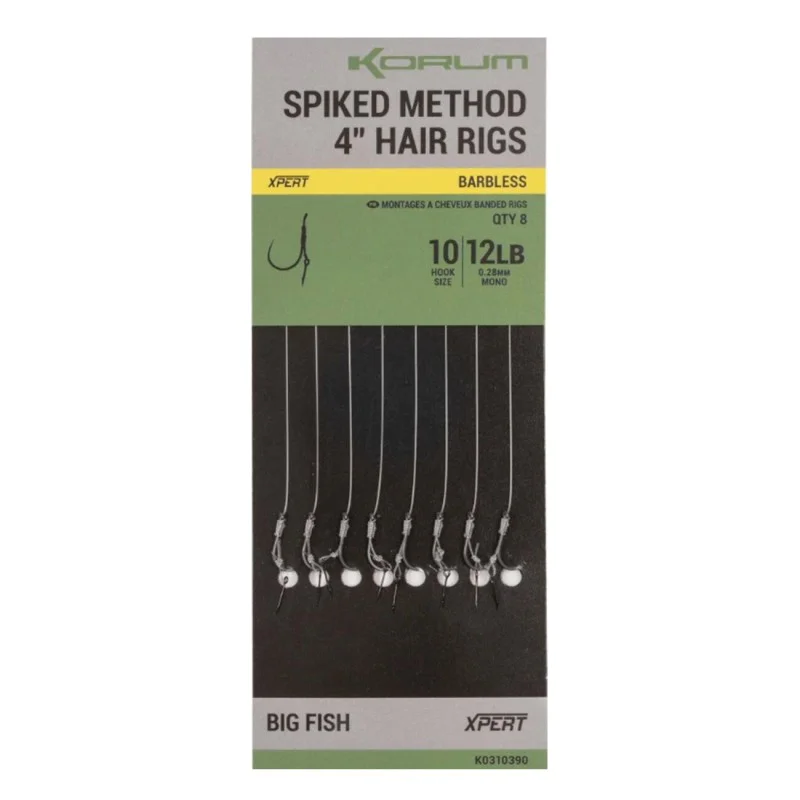 Вързани куки KORUM Spiked Method Hair Rigs Barbless