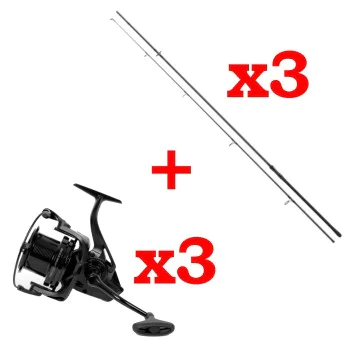 Комплект шаранджийски въдици с макари 3 x DAIWA Black Widow XT 13ft 396cm 3.5lb and 3 x AVID CARP Revolve 12000 FD