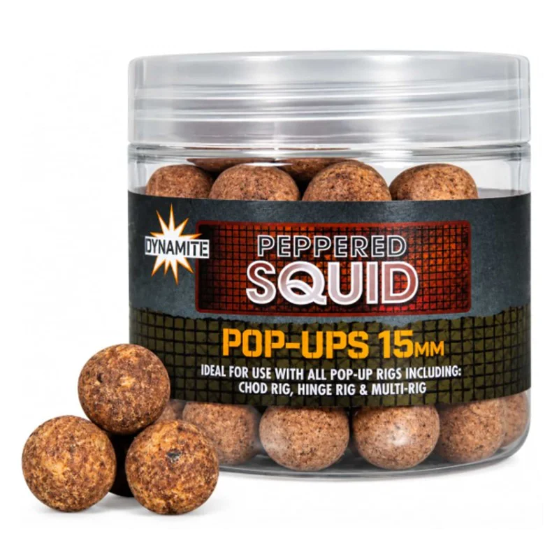 Плуващи топчета DYNAMITE BAITS Peppered Squid Foodbait Pop-ups 15mm