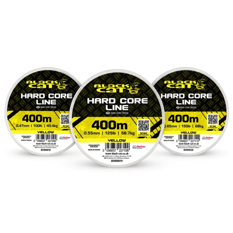 Плетено влакно BLACK CAT Hard Core Line Fluorescent-Yellow 400m