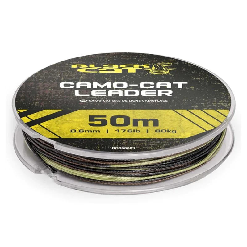 Плетено влакно за поводи BLACK CAT Camo-Cat Leader 50m
