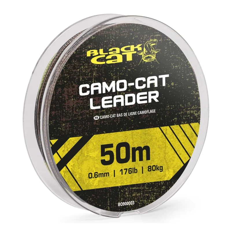 Плетено влакно за поводи BLACK CAT Camo-Cat Leader 50m