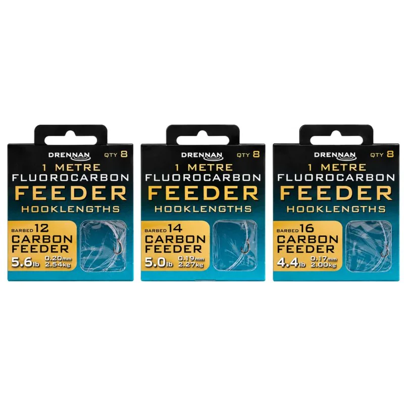 Вързани куки с контра DRENNAN Fluorocarbon Feeder Carbon Feeder