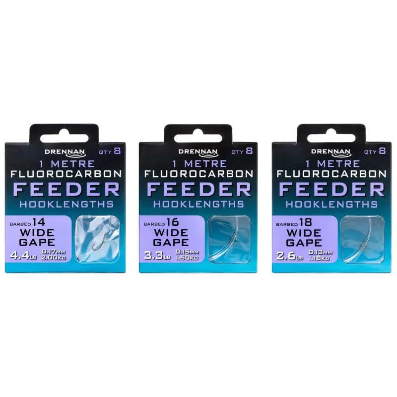 Вързани куки с контра DRENNAN Fluorocarbon Feeder Wide Gape