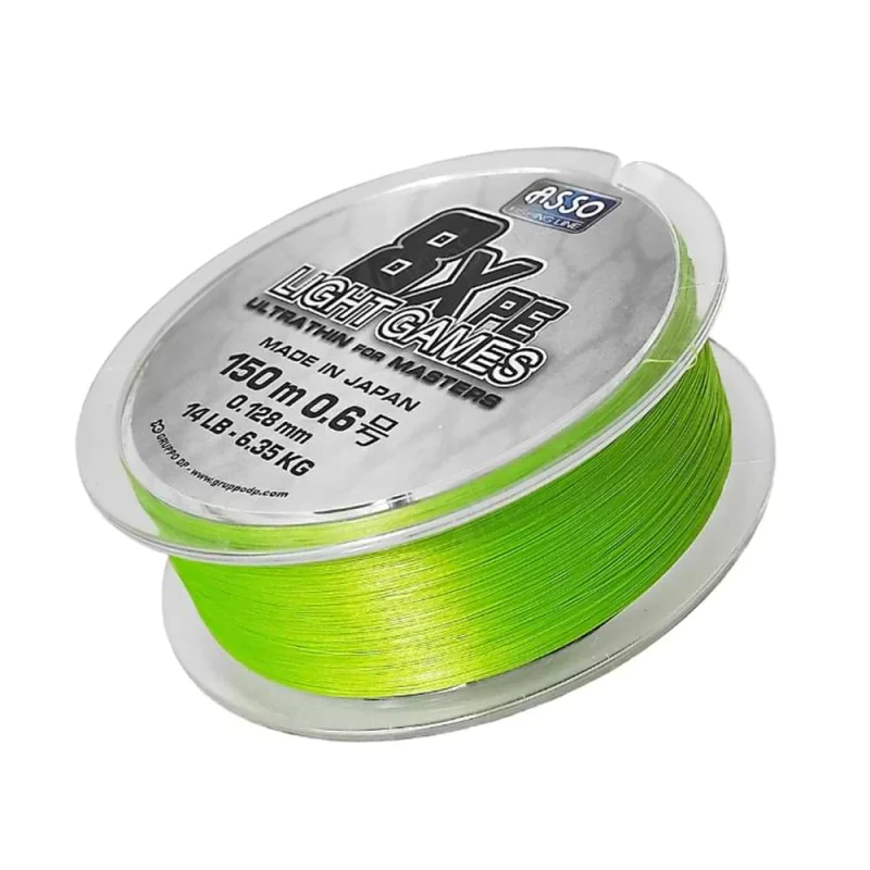 Плетено влакно ASSO 8X Light Games Fluoro Green 150m