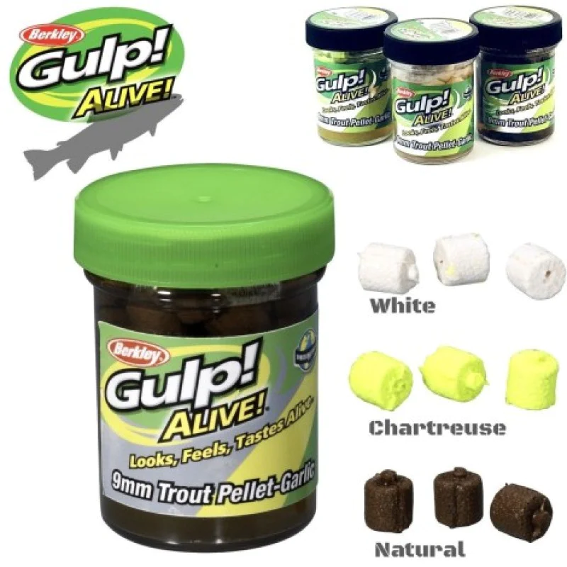 Пъстървова пелета BERKLEY Gulp Alive Trout Pellets Garlic 59g