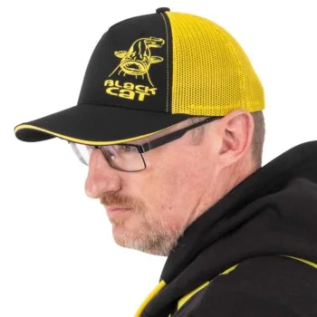 Шапка BLACK CAT Black And Yellow Trucker Cap