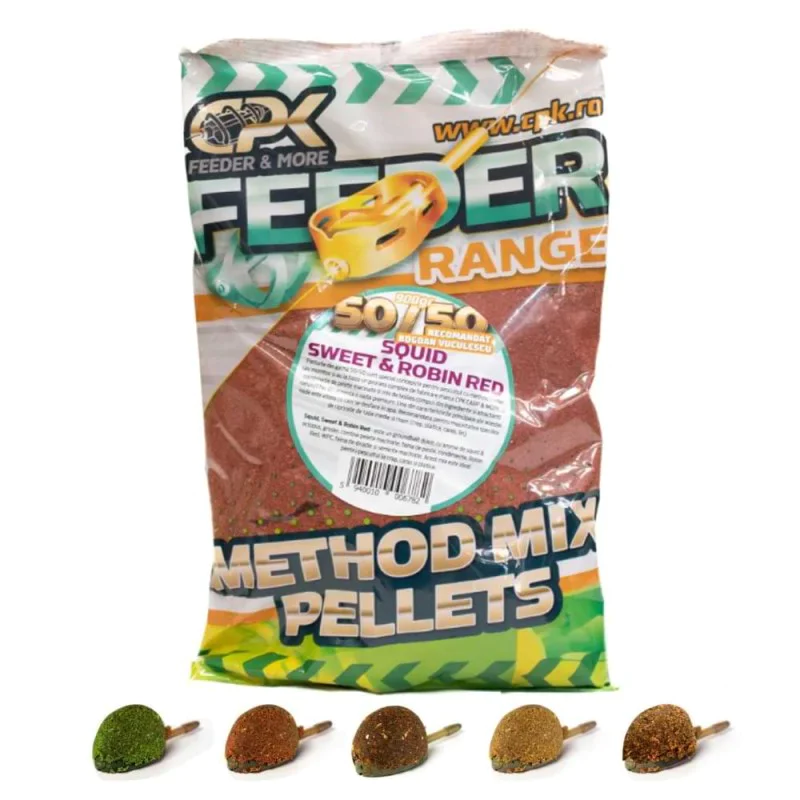 Захранка CPK Groundbait Method Feeder Mix 50/50 Squid Sweet and Robin Red 900g