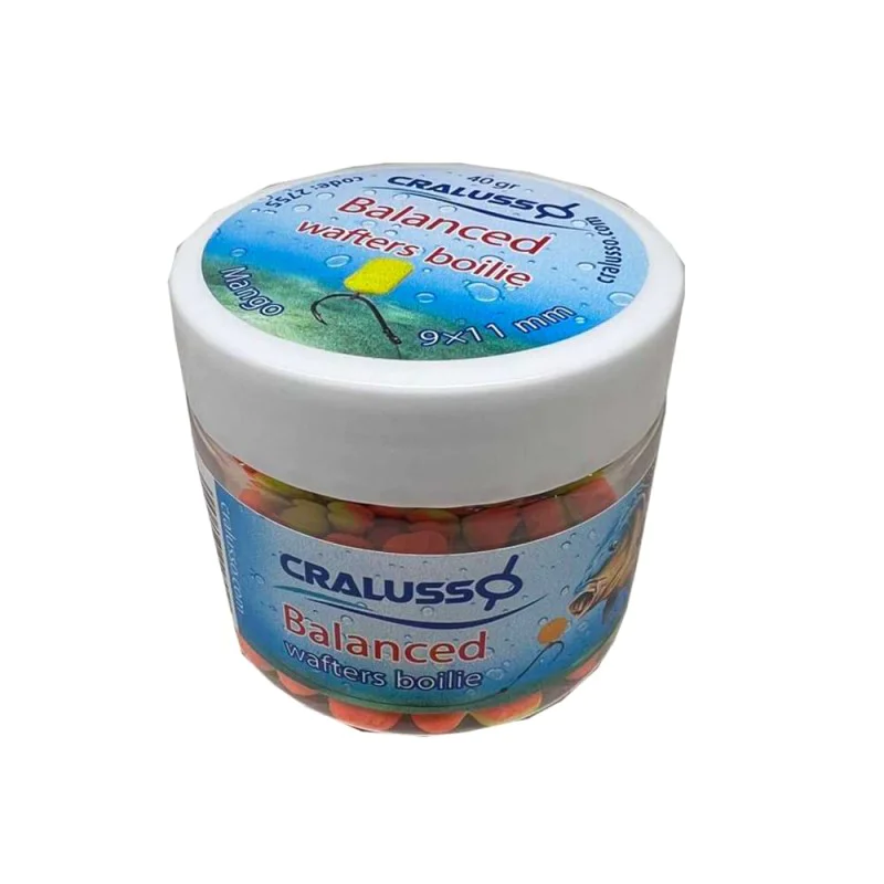 Неутрални дъмбели CRALUSSO Balanced Wafters Boilie Mango 9x11mm 40g
