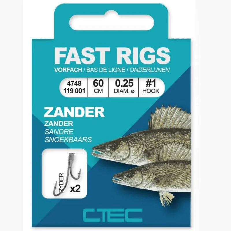 Двойни вързани куки CTEC Fast Rigs Zander Ryder 60 cm