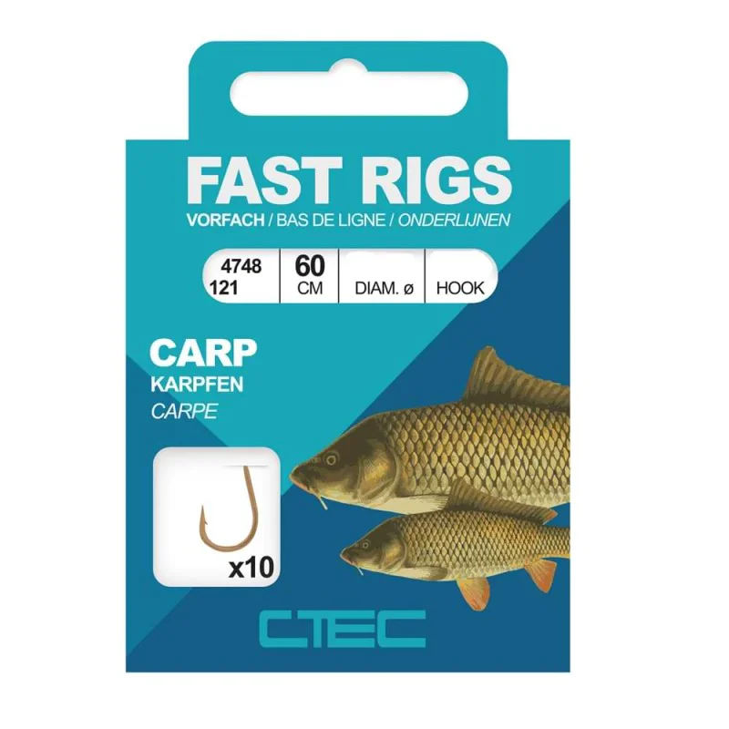Вързани куки CTEC Fast Rigs Carp Gold 60cm