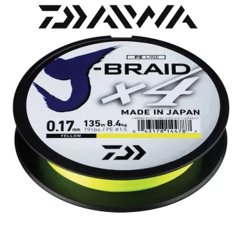 Плетено влакно DAIWA J Braid X4 Yellow 135m