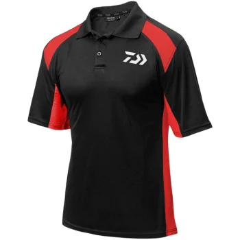 Тениска с яка DAIWA Polo Shirt Black & Red