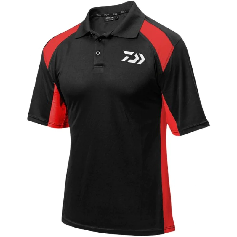 Тениска с яка DAIWA Polo Shirt Black & Red