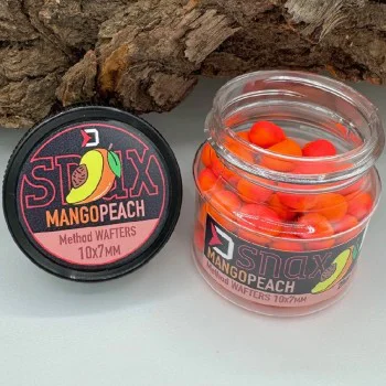 Неутрални дъмбели DELPHIN Feeder Wafters D SNAX Duo Mango Peach 10x7mm 20g