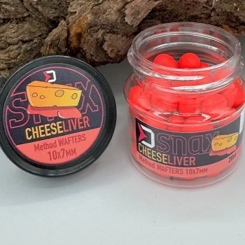 Неутрални дъмбели DELPHIN Feeder Wafters D SNAX Chees Liver 10x7mm 20g